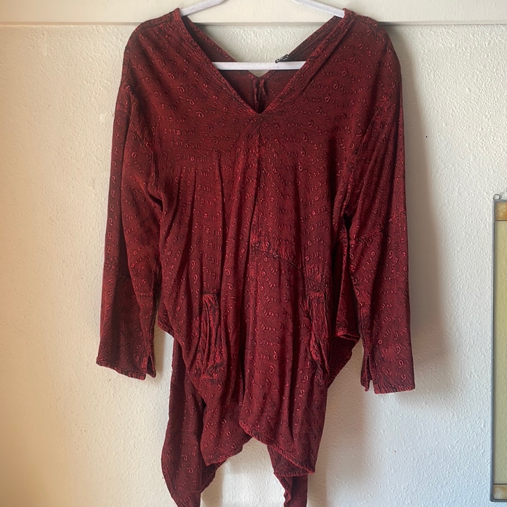 Vintage Sacred Threads red tunic blouse
